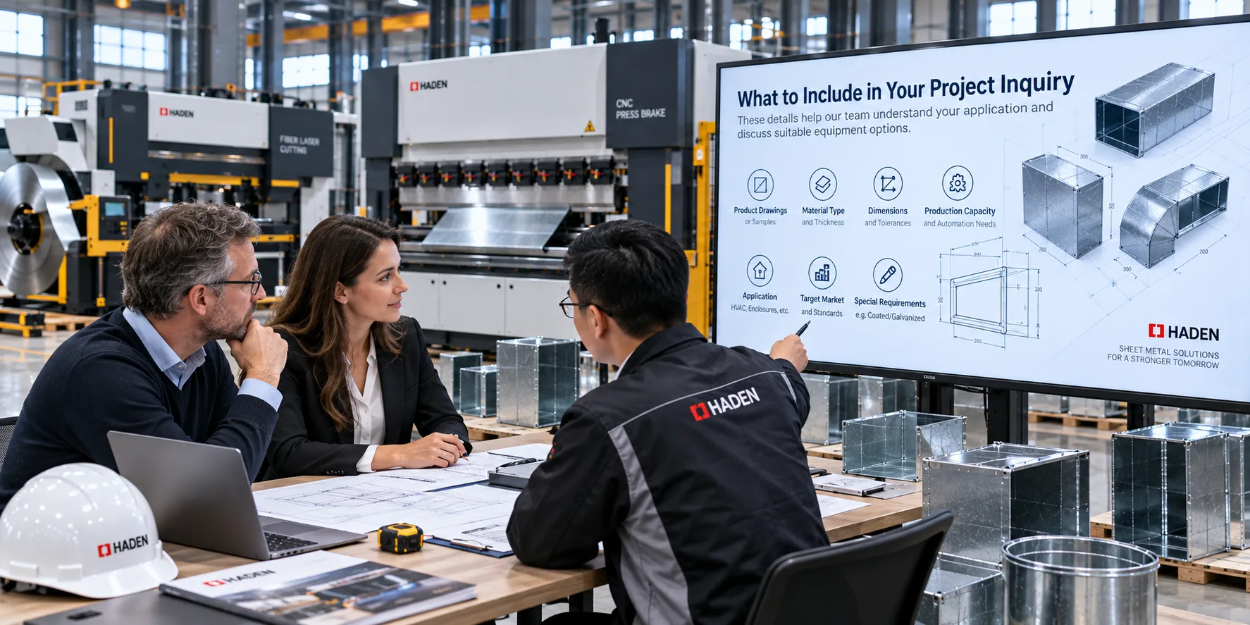 Haden machinery for HVAC sheet metal manufacturing and production line integration