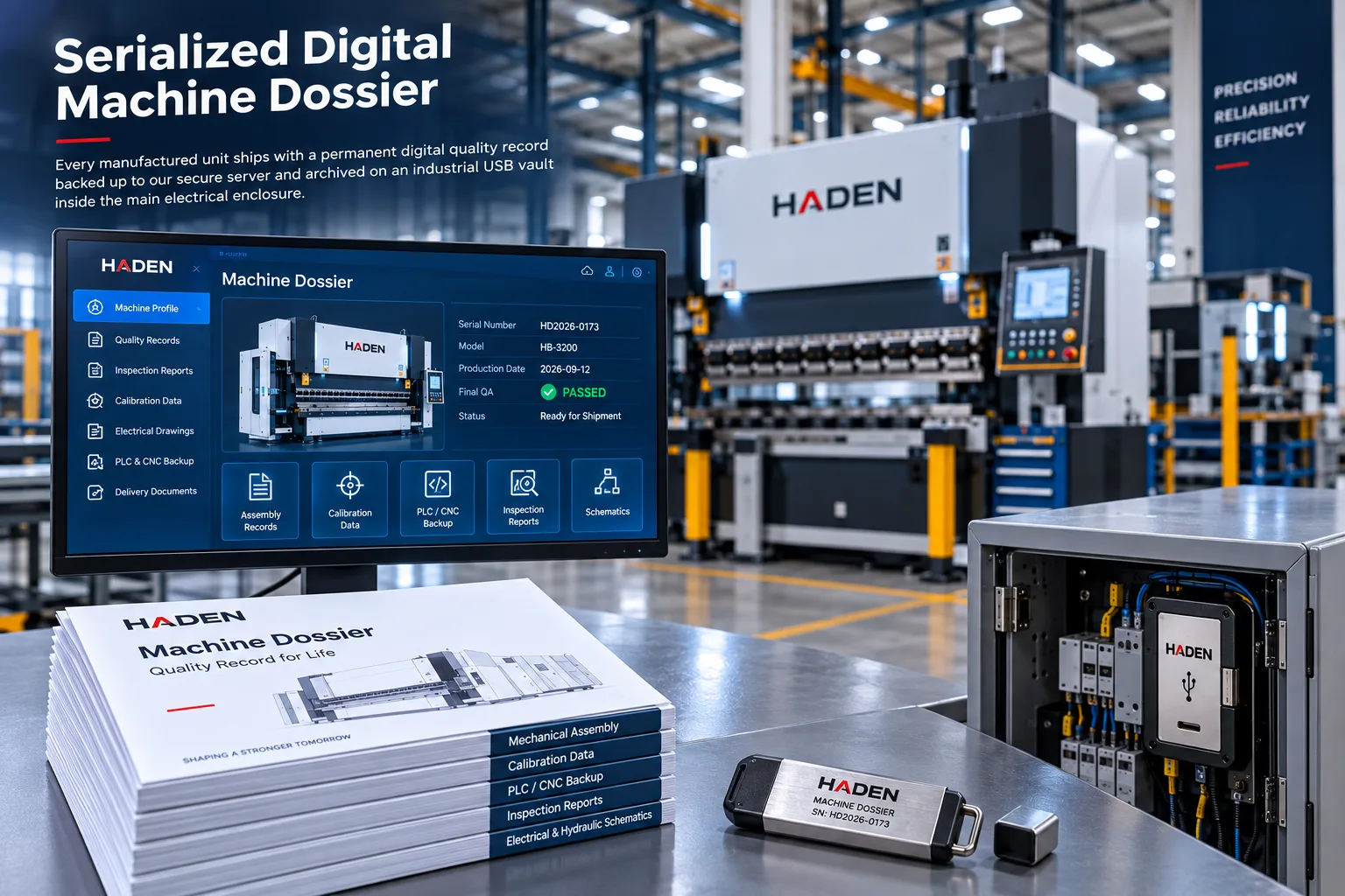 Haden digital machine inspection dossier and calibration telemetry data