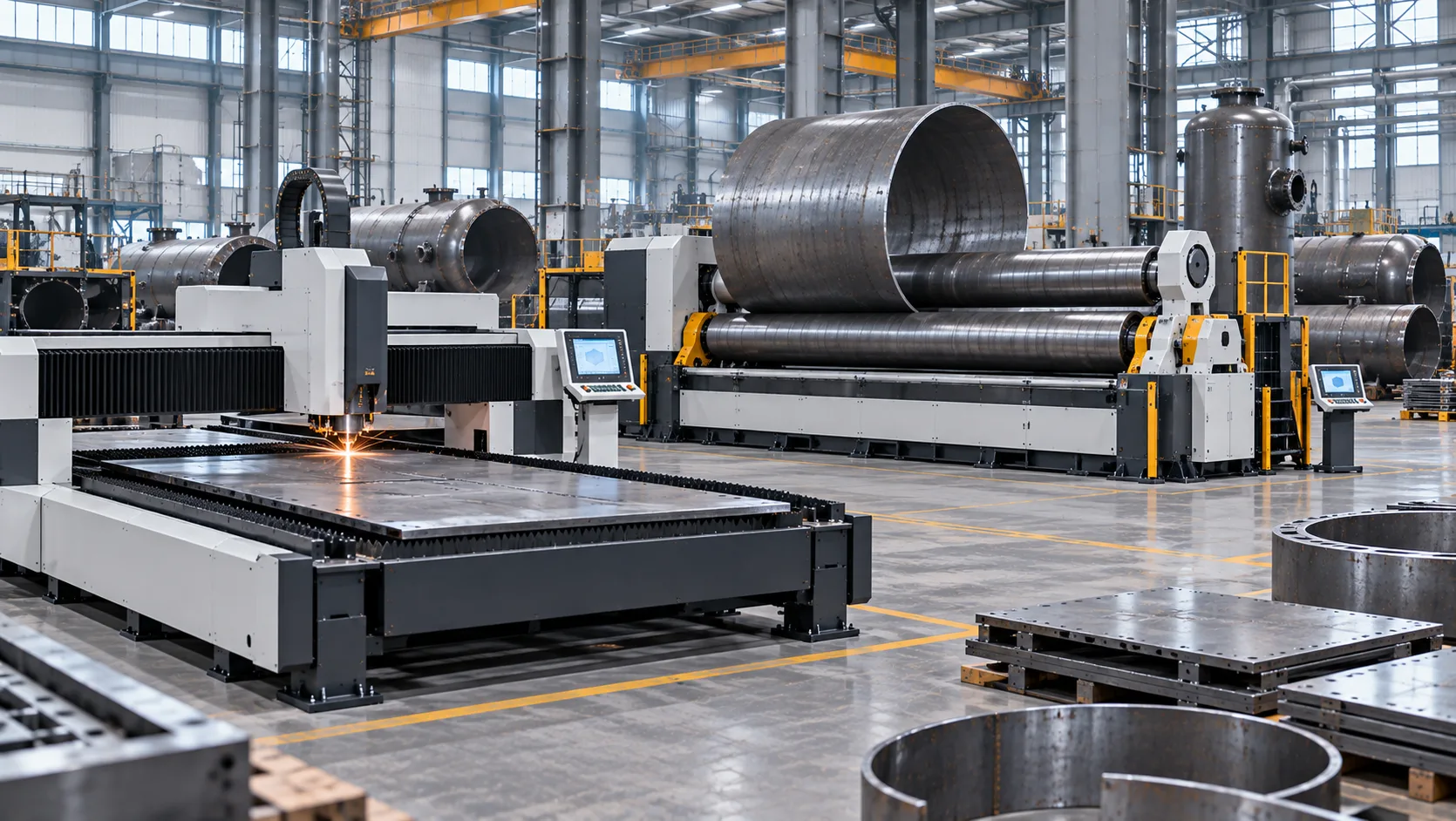 UAE heavy steel structure and pressure vessel fabrication plant with heavy plate rolling equipment