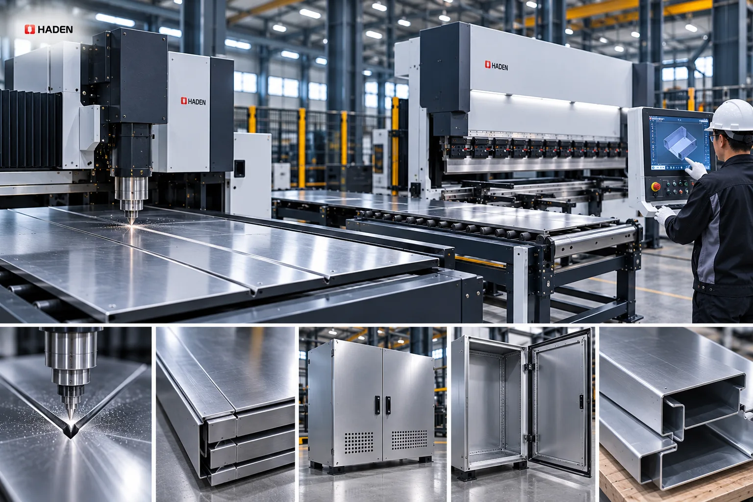 Automated panel bending and CNC sheet metal V grooving process workflow for industrial electrical enclosures
