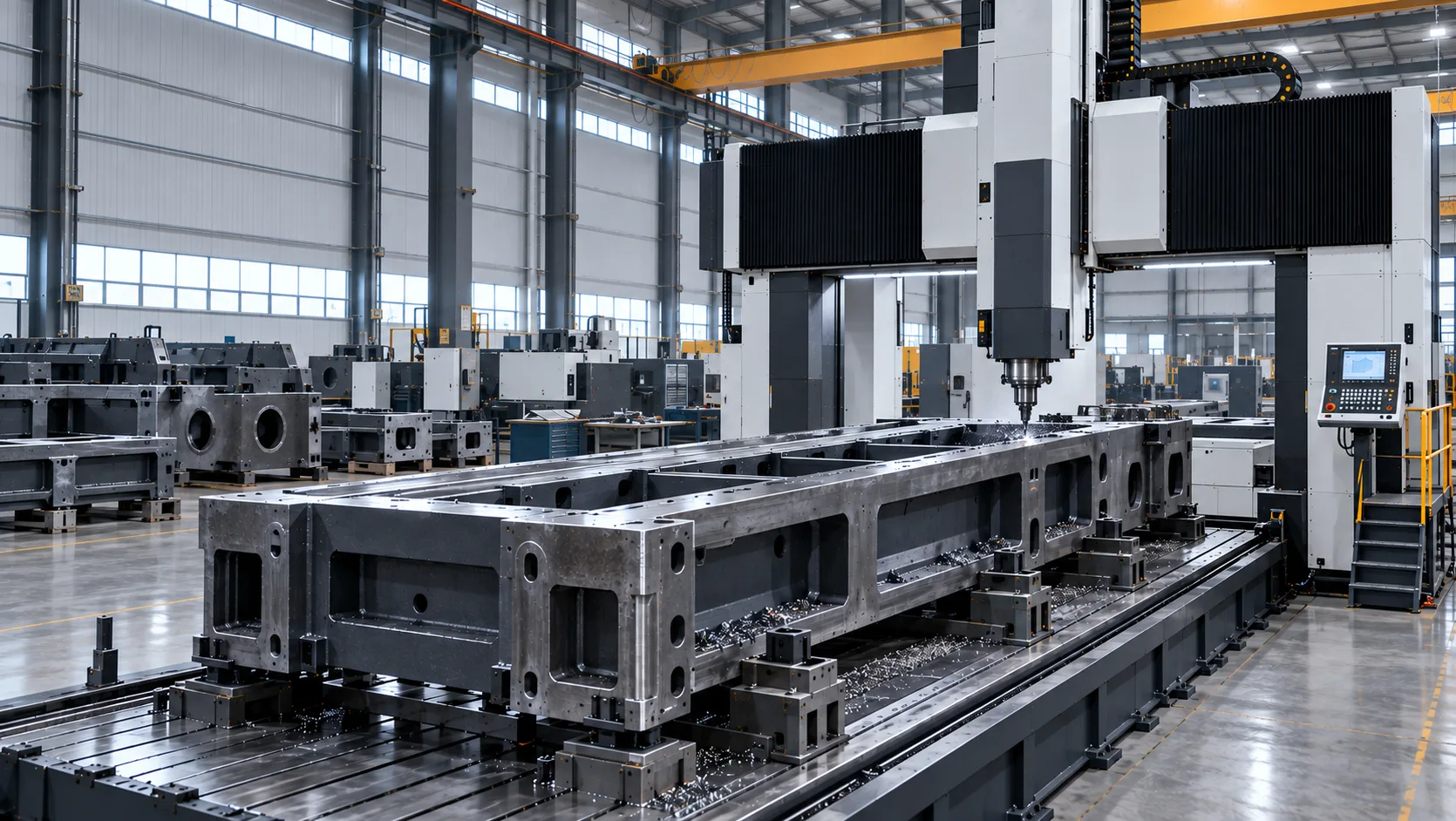 Haden heavy mechanical foundation and hydraulic press brake manufacturing workshop