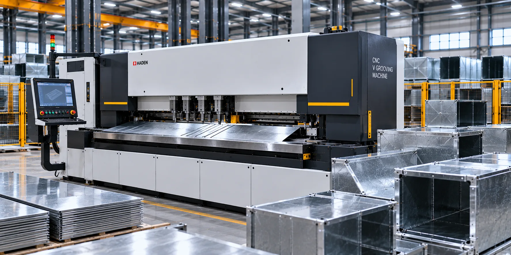 HVAC V grooving machine for air handling unit panels